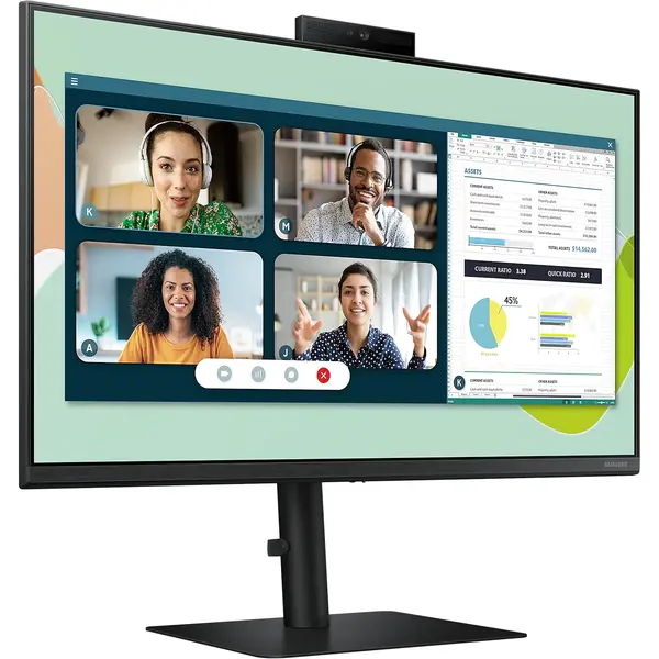 Monitor LED Samsung S24A400VEU 24 inch FHD IPS, 5ms 75Hz Webcam, Negru