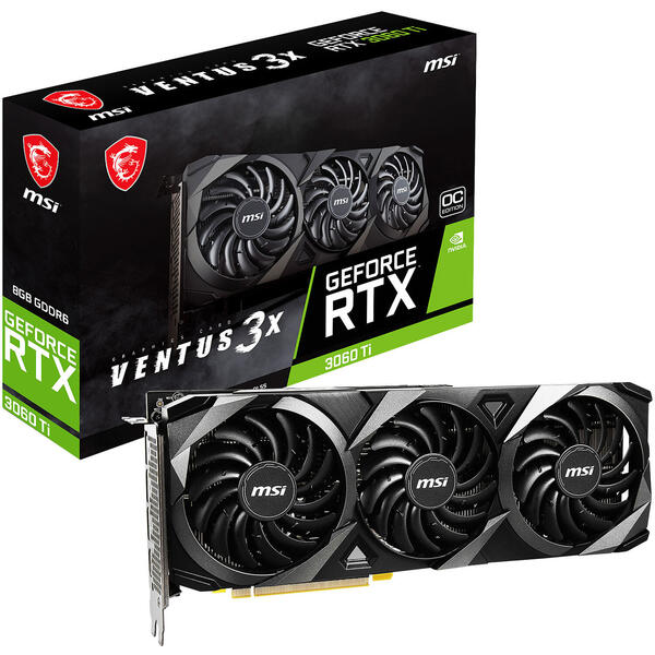 Placa video MSI GeForce RTX 3060 Ti VENTUS 3X OC LHR 8GB GDDR6 256-bit