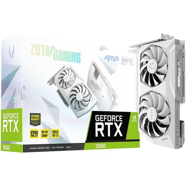 Placa video Zotac GeForce RTX 3060 AMP White Edition LHR 12GB GDDR6 192 bit