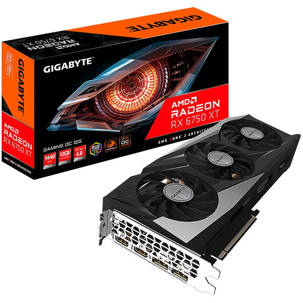 Placa video Gigabyte RX 6750 XT Gaming OC 12GB GDDR6 192 bit