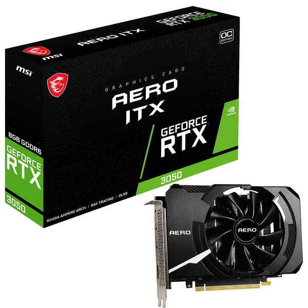 Placa video MSI GeForce RTX 3050 AERO ITX 8GB GDDR6 128 bit