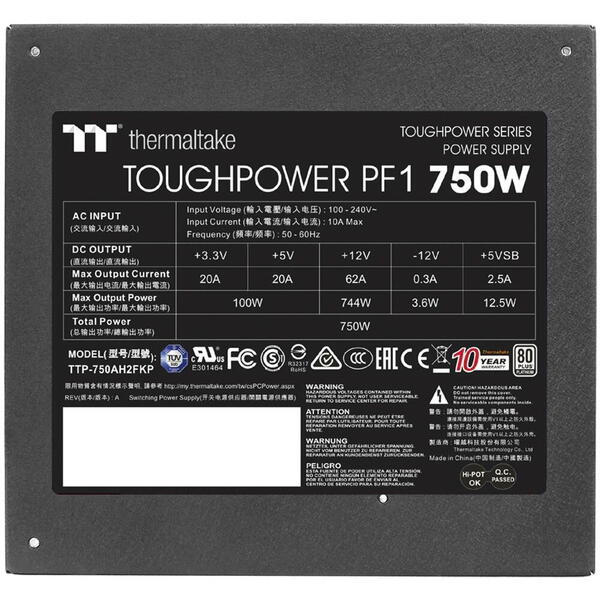 Sursa Thermaltake ToughPower PF1, 80+ Platinum, 750W