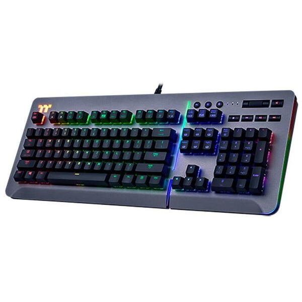 Tastatura gaming Tt eSPORTS by Thermaltake Level 20 RGB titanium Cherry MX Speed Silver Mecanica