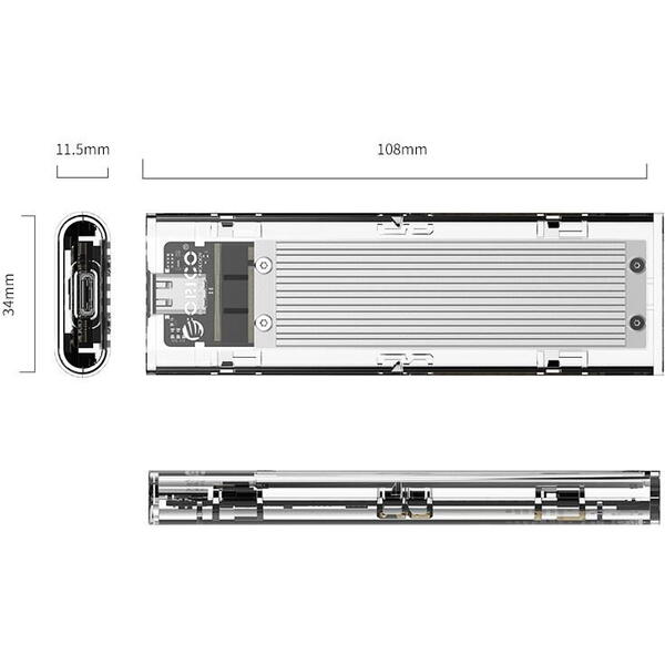 Rack Orico TCM2-C3 USB 3.1 NVMe M.2 transparent