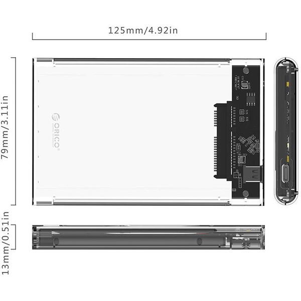 Rack Orico 2139C3-G2 USB 3.1 Gen2 2.5 inch transparent