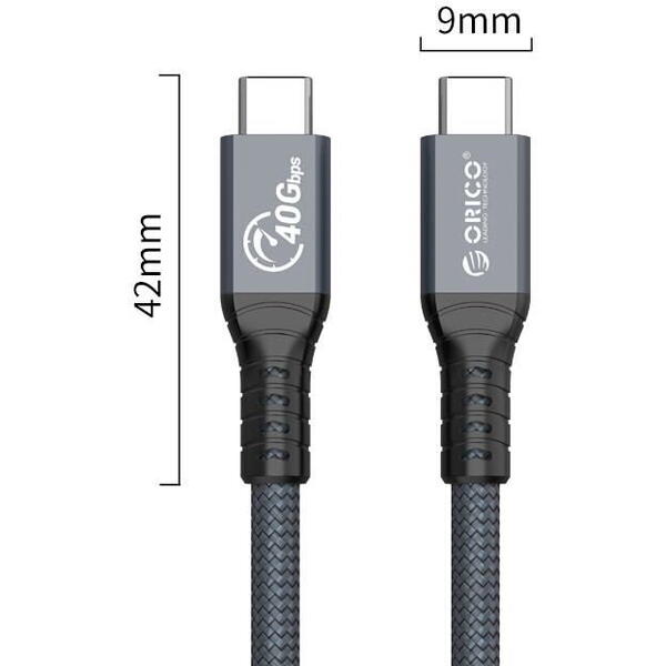 Orico Cablu USB TBZ4 USB-C la USB-C Thunderbolt 4 0.8m gri