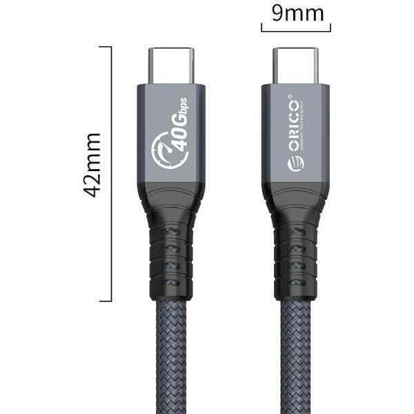 Orico Cablu USB TBZ4 USB-C la USB-C Thunderbolt 4 2m gri