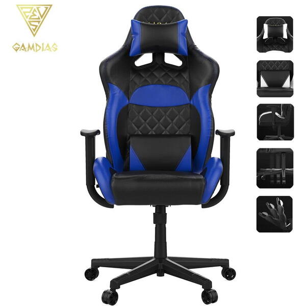 Scaun Gaming Gamdias Zelus E1L negru cu albastru