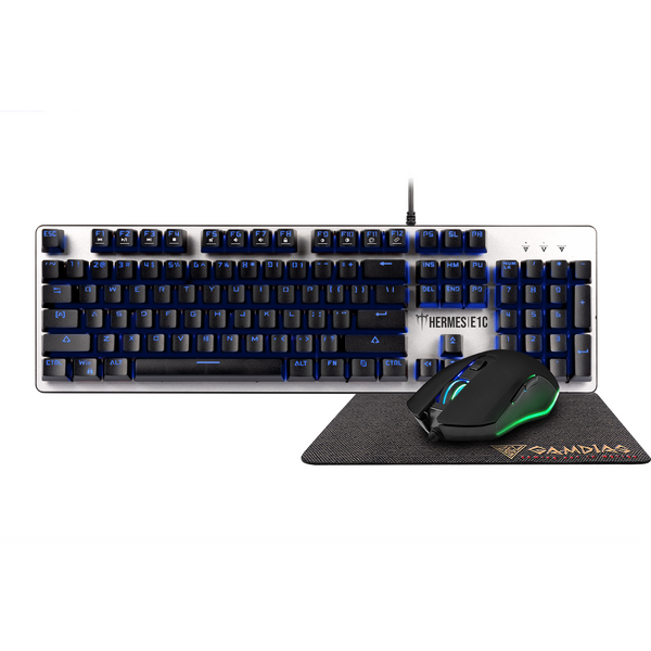 Kit Tastatura si Mouse Gaming Gamdias Hermes E1C neagra iluminare RGB