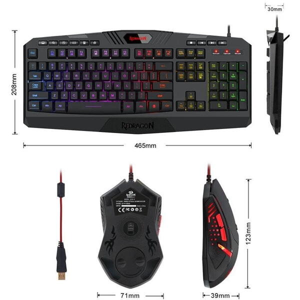 Kit Tastatura si Mouse Gaming Redragon S101-BA 4 in 1 negru