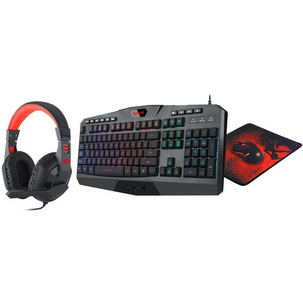 Kit Tastatura si Mouse Gaming Redragon S101-BA 4 in 1 negru