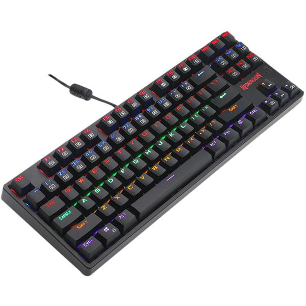 Tastatura gaming Redragon Daksa neagra iluminare rainbow