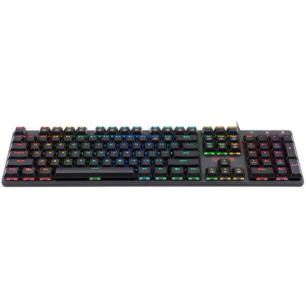 Tastatura gaming Redragon Shrapnel neagra iluminare RGB switch-uri rosii