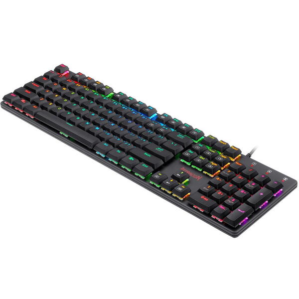 Tastatura gaming Redragon Shrapnel neagra iluminare RGB switch-uri rosii