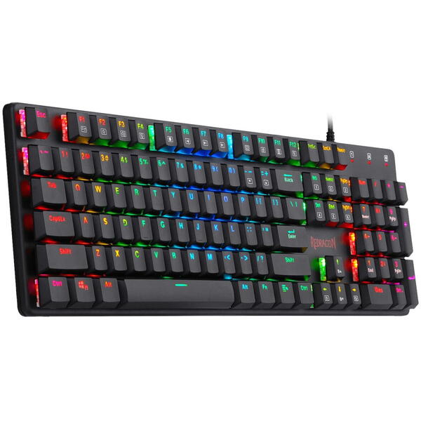 Tastatura gaming Redragon Shrapnel neagra iluminare RGB switch-uri rosii