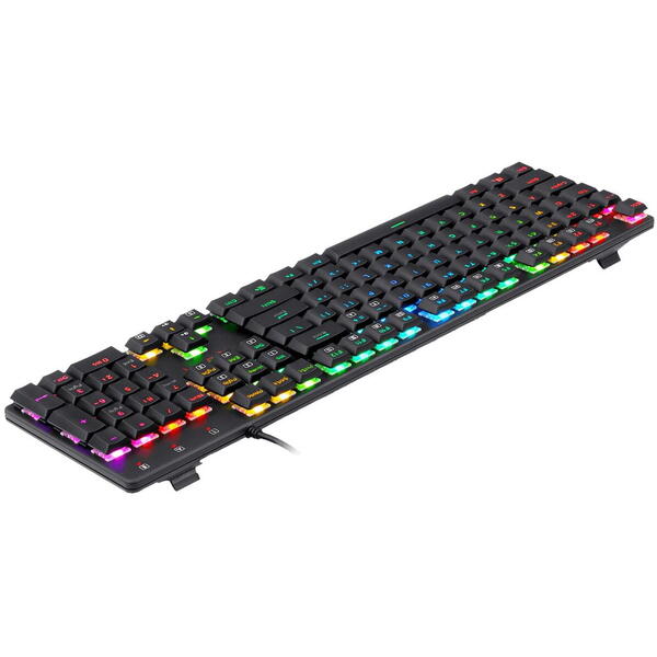 Tastatura gaming Redragon Shrapnel neagra iluminare RGB switch-uri rosii