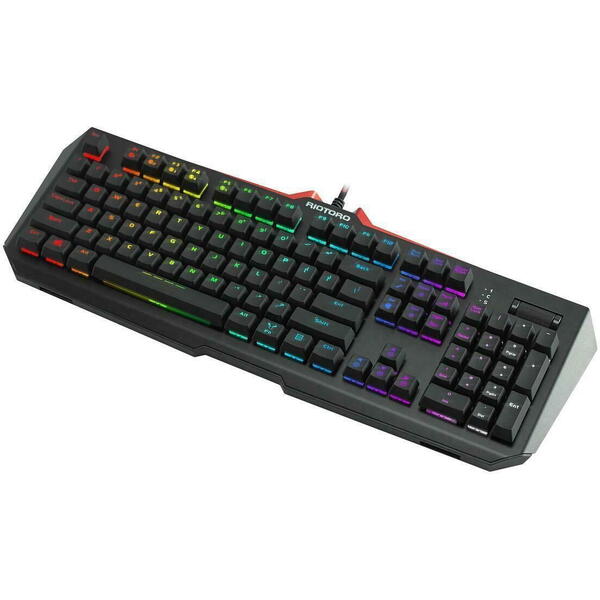 Tastatura gaming Riotoro Ghostwriter Elite Cherry MX Silent Red neagra iluminare RGB