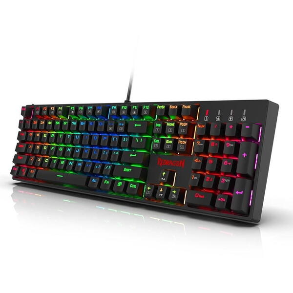 Tastatura gaming Redragon Surara neagra iluminare RGB switch-uri rosii