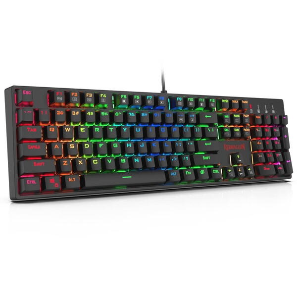 Tastatura gaming Redragon Surara neagra iluminare RGB switch-uri rosii