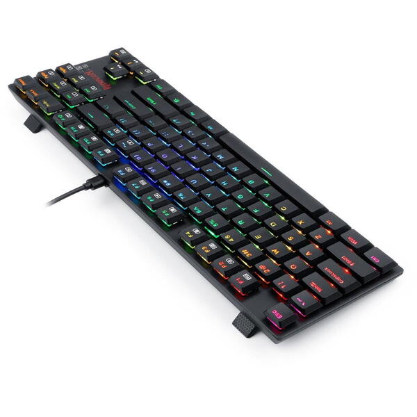 Tastatura gaming Redragon APS TKL neagra iluminare RGB switch-uri albastre