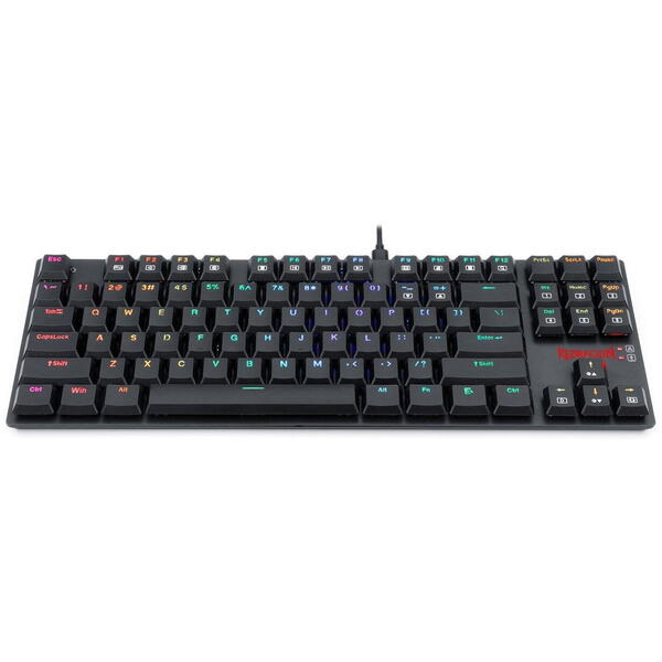 Tastatura gaming Redragon APS TKL neagra iluminare RGB switch-uri albastre