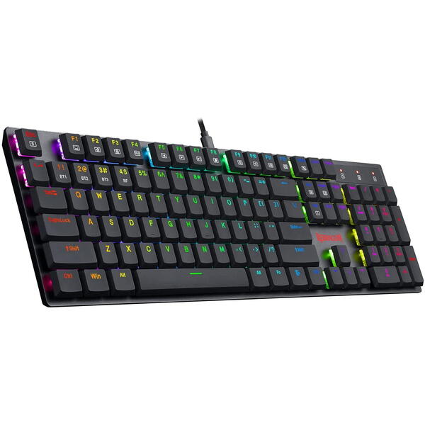 Tastatura gaming Redragon mecanica Bluetooth cu fir si wireless Apas Pro neagra iluminare RGB