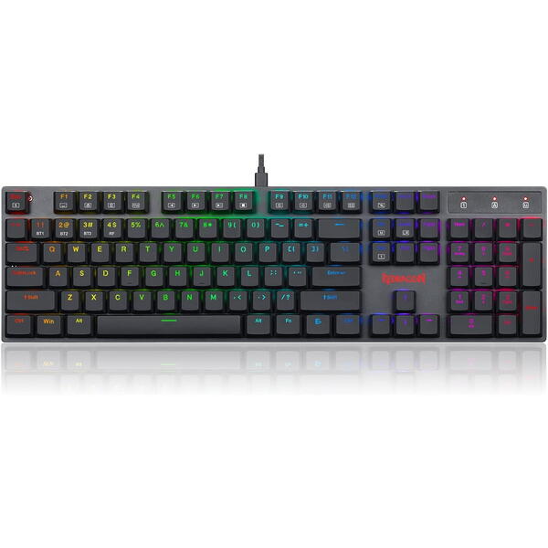 Tastatura gaming Redragon mecanica Bluetooth cu fir si wireless Apas Pro neagra iluminare RGB