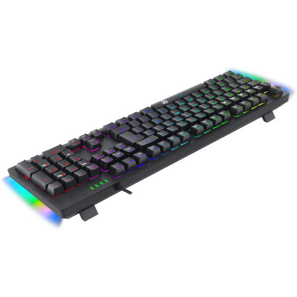 Tastatura gaming T-Dagger Bermuda neagra iluminare Ice-Blue switch-uri albastre