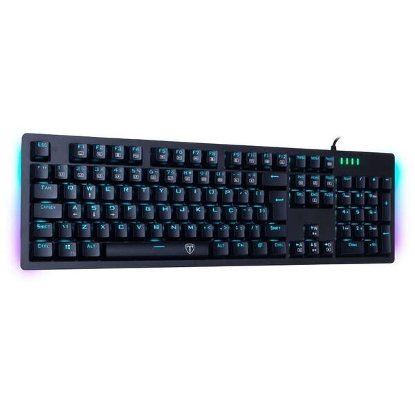 Tastatura gaming T-Dagger Bermuda neagra iluminare Ice-Blue switch-uri albastre