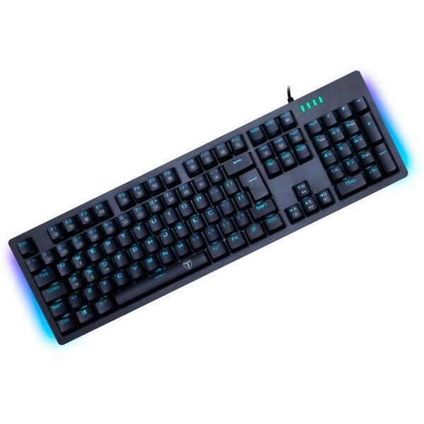 Tastatura gaming T-Dagger Bermuda neagra iluminare Ice-Blue switch-uri albastre