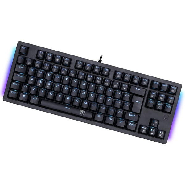 Tastatura gaming T-Dagger Bali neagra iluminare rainbow switch-uri albastre