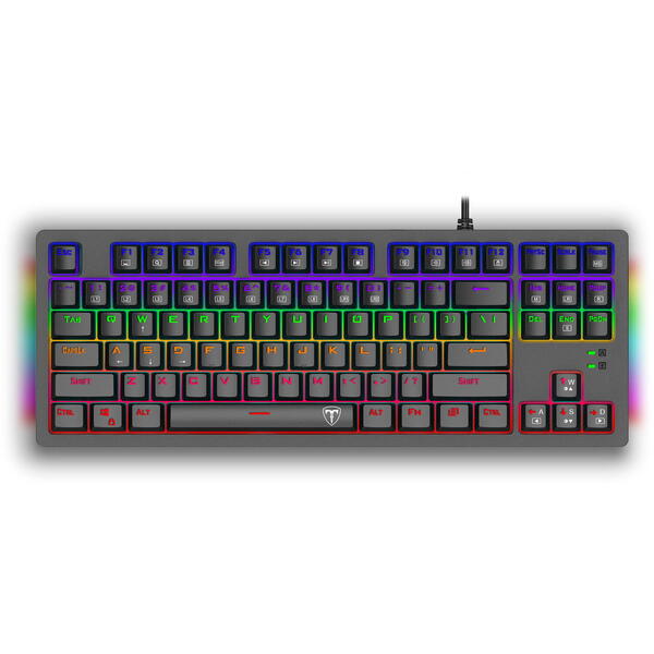 Tastatura gaming T-Dagger Bali neagra iluminare rainbow switch-uri albastre