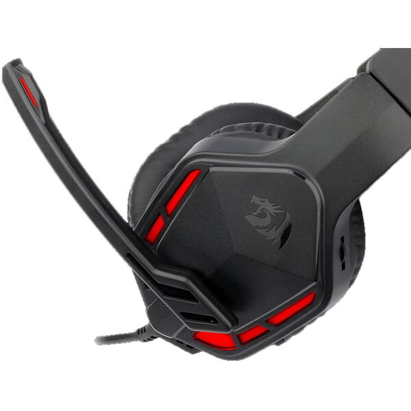 Casti gaming Redragon Themis Black Iluminare Rosu