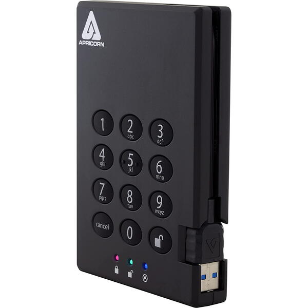 Hard Disk Extern Apricorn Aegis Padlock 3.0 2TB USB 3.0