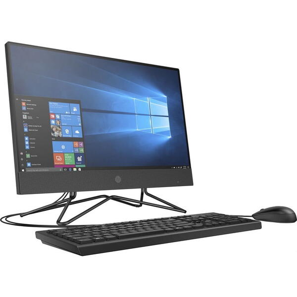 All in One PC HP 200 G4, 21.5 inch FHD, Intel Core i5-10210U, 8GB DDR4, 256GB SSD, Intel UHD Graphics, Camera Web, Win 10 Pro, Negru