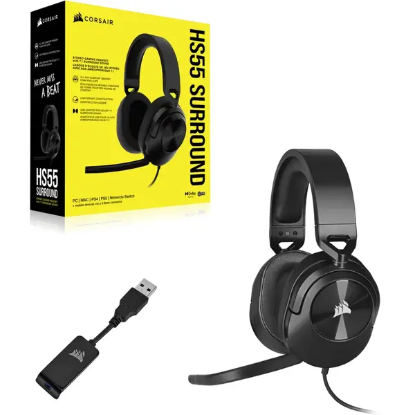 Casti gaming Corsair HS55 Surround, Carbon