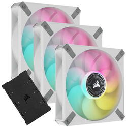 Ventilator PC Corsair iCUE ML120 RGB ELITE White Magnetic Levitation RGB 120mm Three Fan Pack, Alb