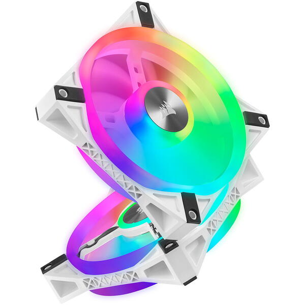 Ventilator PC Corsair iCUE QL120 White RGB 120mm Three Fan Pack with Lighting Node CORE