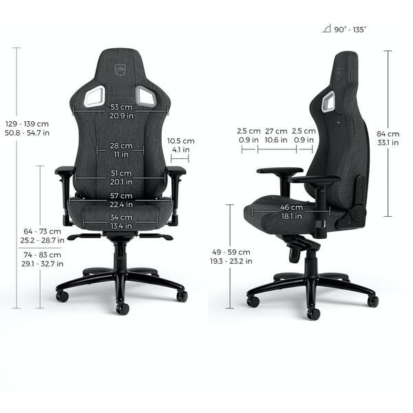 Scaun Gaming NobleChairs EPIC TX Series Fabric SGL Antracit NBL-EPC-TX-ATC-SGL