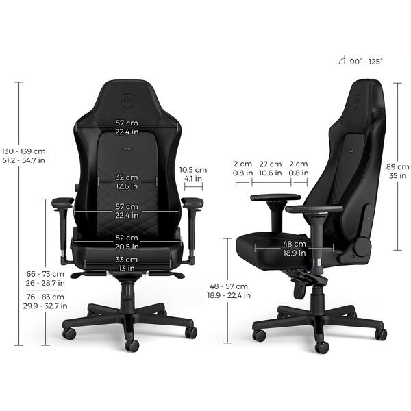 Scaun Gaming NobleChairs HERO Black/Black SGL NBL-HRO-PU-BLA-SGL