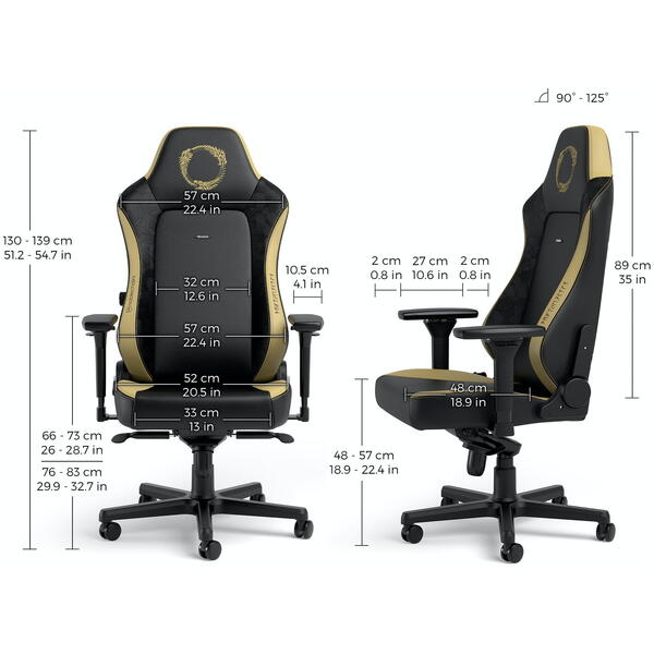 Scaun Gaming NobleChairs HERO Elder Scroll Edition SGL Black/Gold NBL-HRO-PU-ESO-SGL