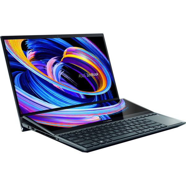 Laptop Asus ZenBook Pro Duo 15 OLED UX582ZM, 15.6 inch UHD OLED Touch, Intel Core i7-12700H, 32GB DDR5, 1TB SSD, GeForce RTX 3060 6GB, Win 11 Pro, Celestial Blue