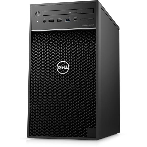 Sistem Brand Dell Precision 3650 Tower, Intel Core i9-10900, 16GB RAM, 512GB SSD + 2TB HDD, nVidia RTX A2000 6GB, Windows 10 Pro, Negru