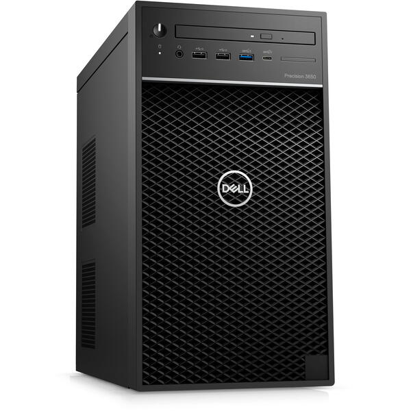 Sistem Brand Dell Precision 3650 Tower, Intel Core i9-10900K, 64GB RAM, 1TB SSD + 2TB HDD, nVidia RTX A4000 16GB, Windows 10 Pro, Negru