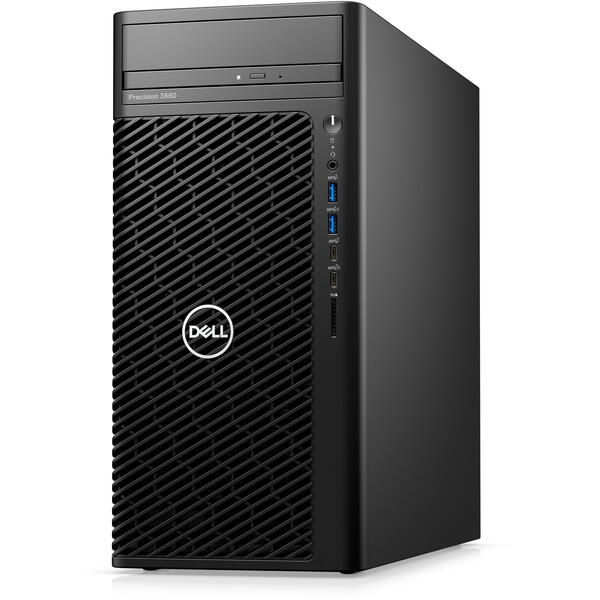Sistem Brand Dell Precision 3660 Tower, Intel Core i7-12700, 16GB RAM, 512GB SSD, nVidia Quadro T1000 4GB, Windows 11 Pro, Negru