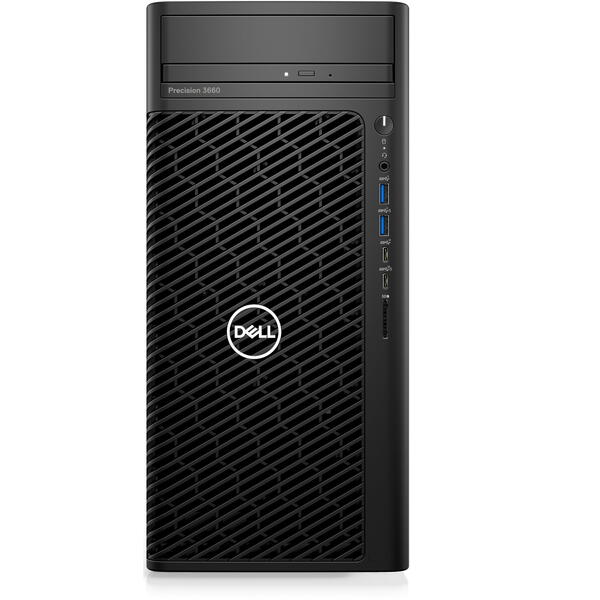 Sistem Brand Dell Precision 3660 Tower, Intel Core i5-12600K, 8GB RAM, 256GB SSD, nVidia T1000 4GB, Linux, Negru