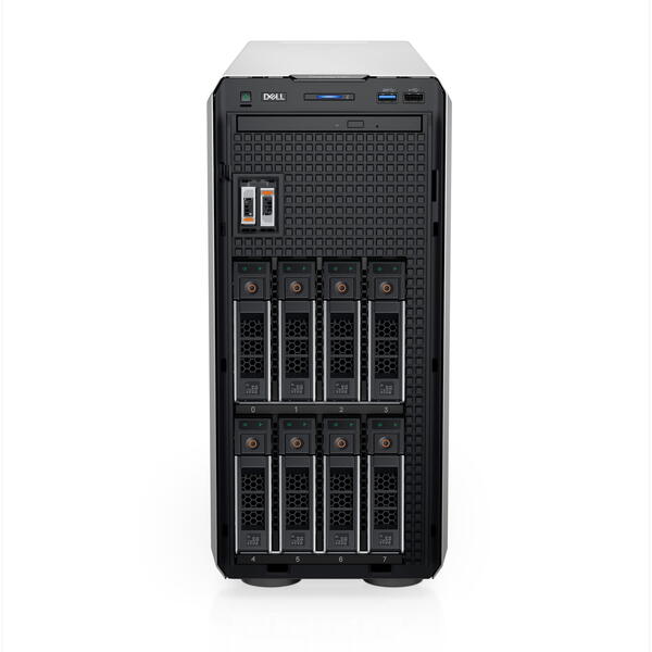 Server Brand Dell PowerEdge T350, Intel Xeon E-2334 3.4GHz, 16GB RAM ECC UDIMM, 1x 480GB SATA 6G SSD, PERC H355, 8x Hot Plug LFF