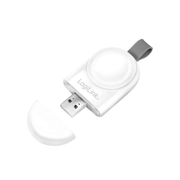 Incarcator wireless Logilink PA0245 Compatibil seria iWatch 5/4/3/2/1, 1 port wireless x 2.5W, 1 x USB (5V/1A), White