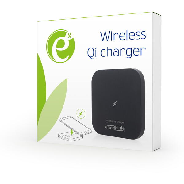 Incarcator wireless Gembird Qi Energenie , 5W, intrare 5V/2A, iesire 5V/1A, 2xUSB, Negru