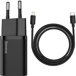 Incarcator retea Baseus Super Si, Quick Charge 20W, 1 x USB Type-C - Lightning  5V/3A, Negru